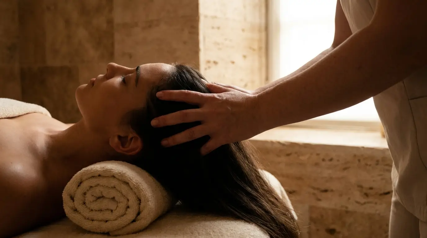 Foot massage and scalp head spa treatment - detail view